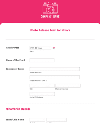 Form Templates: Photo Release Form for Minors