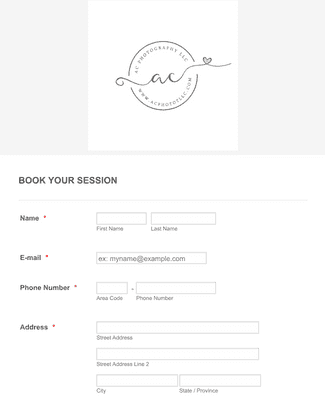 Form Templates: Photography Session Booking Form