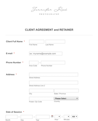 forms for photography clients