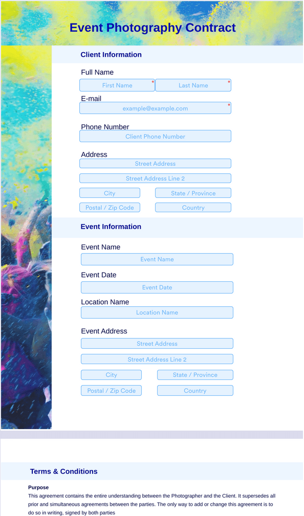 Photography Contract Template - Sign Templates | Jotform