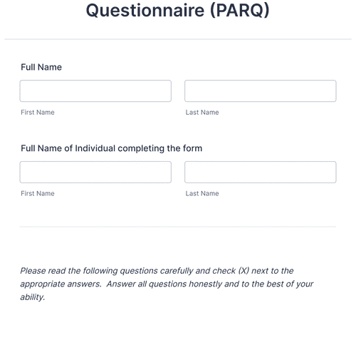 Physical Activity Readiness Questionnaire Form Template | Jotform