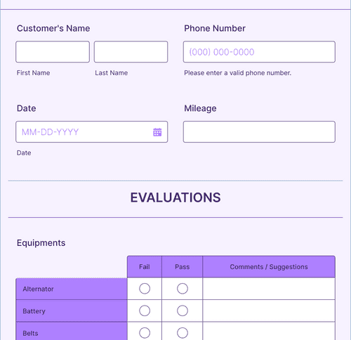 Uber Inspection Form Template | Jotform