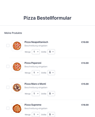 Pizza Bestellformular