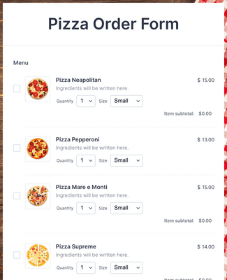 Pizza Order Form