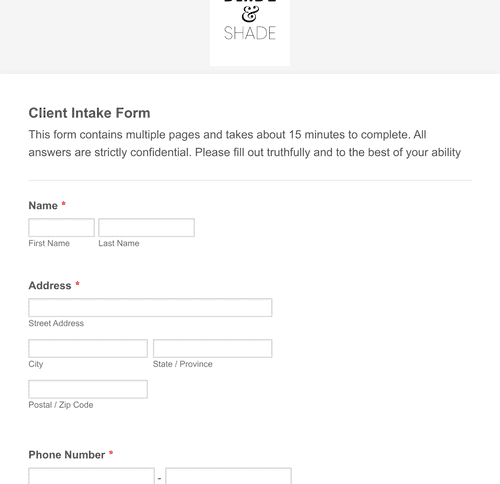 PMU Client Intake Form Template | Jotform