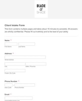 PMU Client Intake Form Template | Jotform