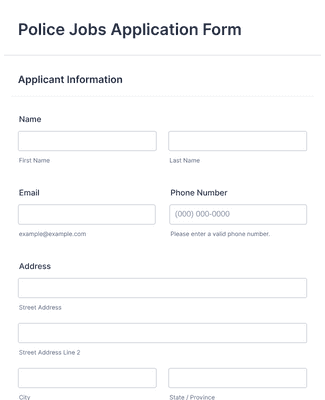 Form Templates: Police Jobs Application Form