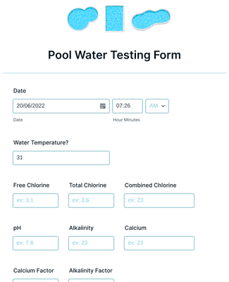 Pool Water Testing Form Template | Jotform