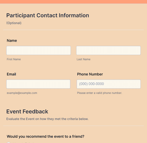 Jotform post event feedback survey