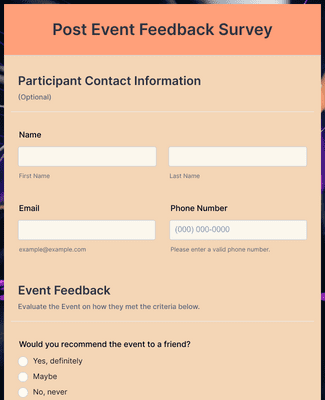 Form Templates: Post Event Feedback Survey