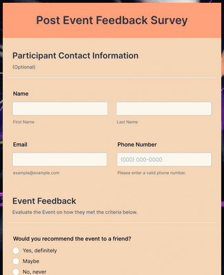 Post Event Feedback Survey Form Template | Jotform