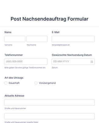 Form Templates: Post Nachsendeauftrag Formular
