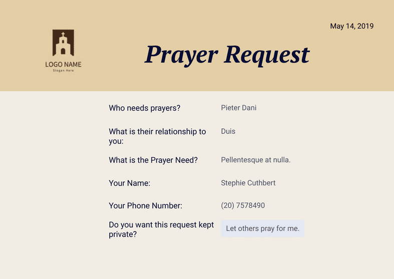 Prayer Request PDF Template