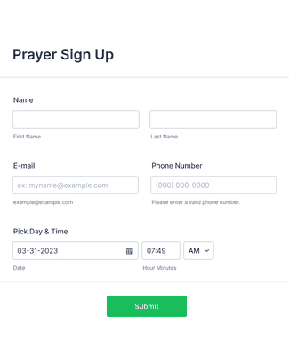 Form Templates: Prayer Sign Up Form