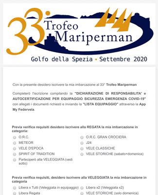 Pre Iscrizione 33° Trofeo Mariperman