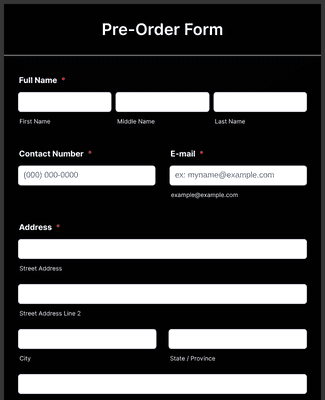 Product Pre-Order Form Template | Jotform