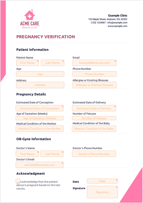 Pregnancy Verification Template Sign Templates Jotform 8077