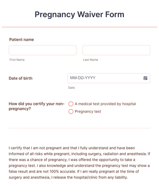 Pregnancy Waiver Form