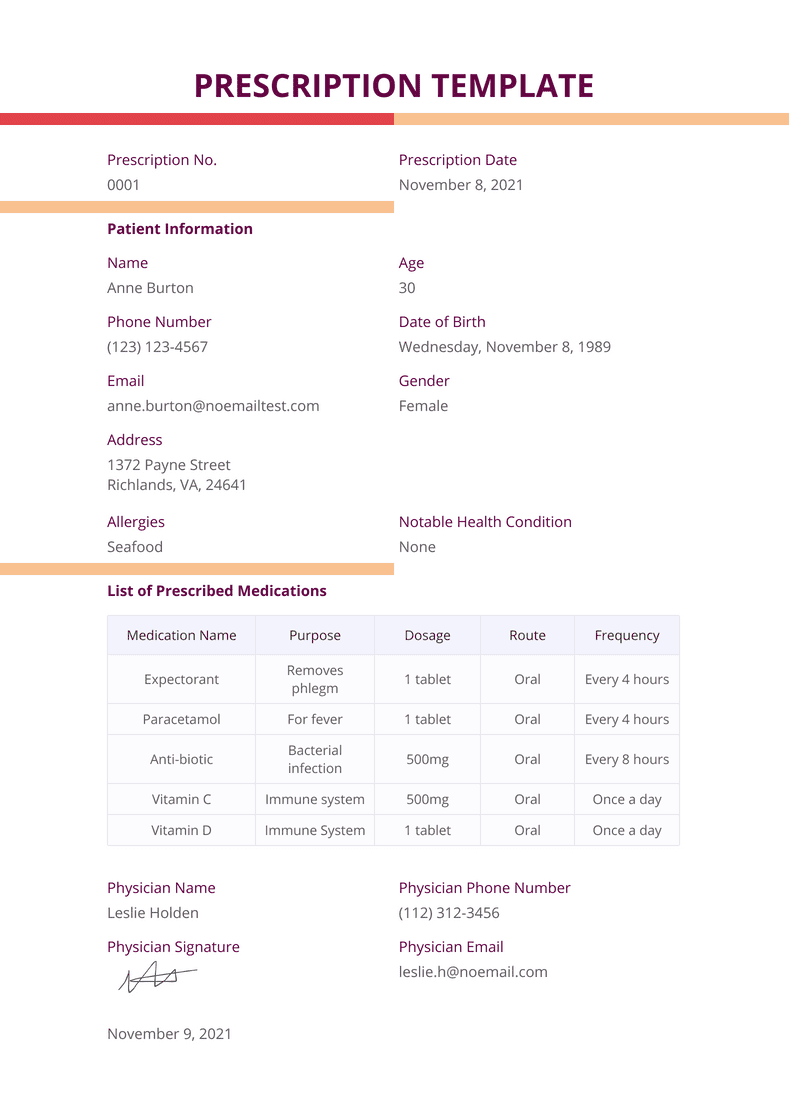 Prescription Template PDF Templates Jotform