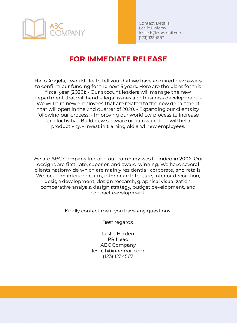 Press Release Email
