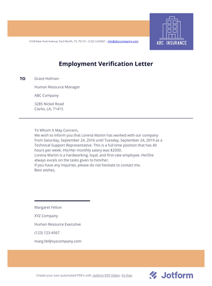 previous employment verification letter pdf templates jotform