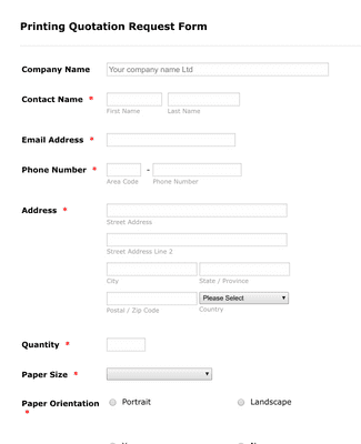Form Templates: Printing Quotation Request Form