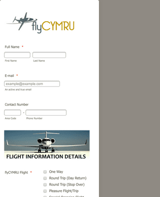 Form Templates: Private Jet Quick Quote