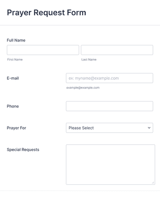 Form Templates: Private Prayer Request Form