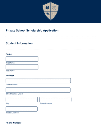 Private School Scholarship Application Form Template | Jotform