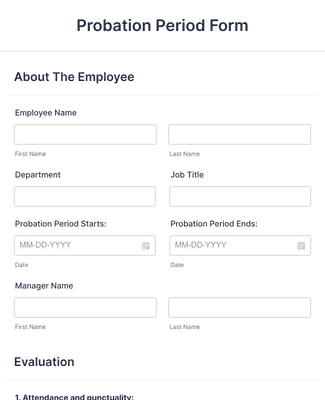 Probation Period Form Template Jotform