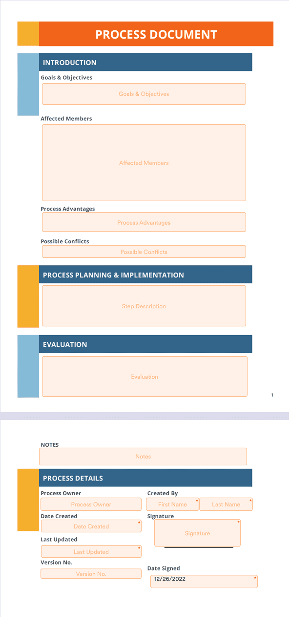 Sign Templates: Process Document Template