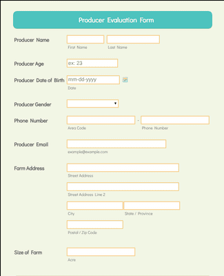 Form Templates: Producer Evaluation Form