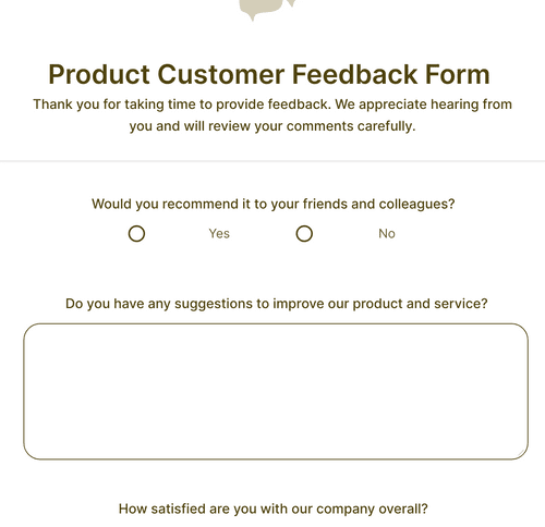 Form Templates: Product Customer Feedback Form 