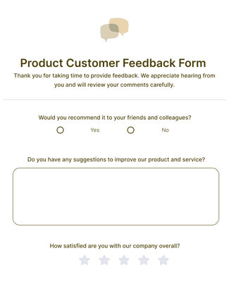 Form Templates: Product Customer Feedback Form 