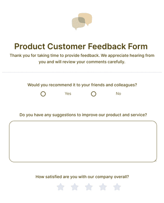 Product Customer Feedback Form 