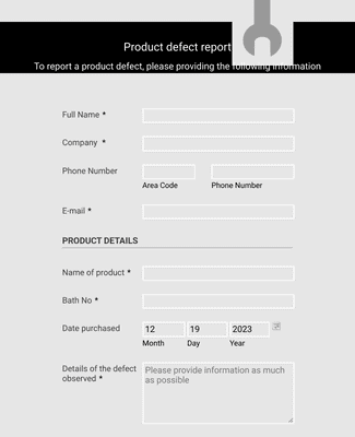 Product Defect Report Form - Responsive Form Template | Jotform