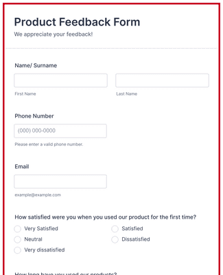 Form Templates: Product Feedback Form