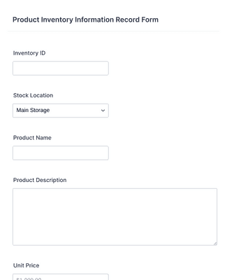 Product Inventory Information Record Form