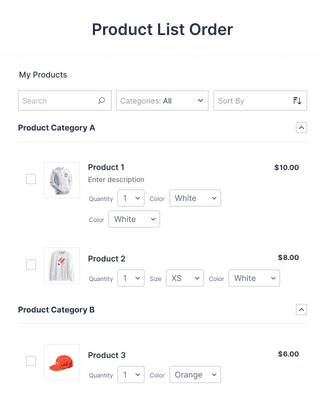 Product List Order Template Form Template | Jotform