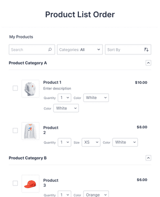 Product List Order Template Form Template | Jotform