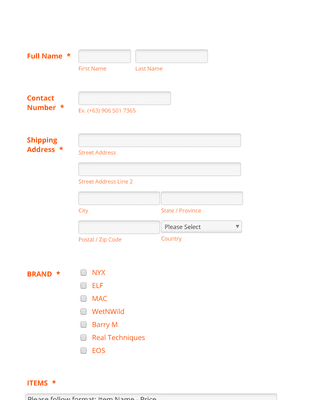 Product Pre Order Form