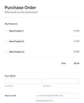 Product Purchase Order Form Template Jotform