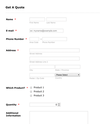 Product Quote Form