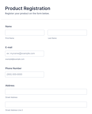Product Code Form Product Registration Form Template | JotForm