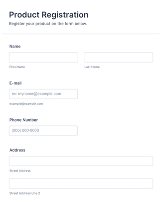 Form Templates: Product Registration