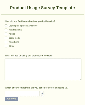 Product Usage Survey Template