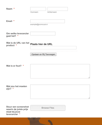 Form Templates: Productfout melden