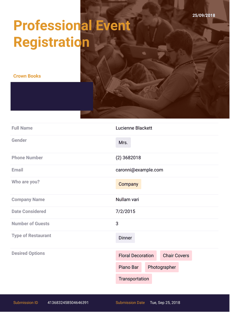 Professional Event Registration Template PDF Templates Jotform