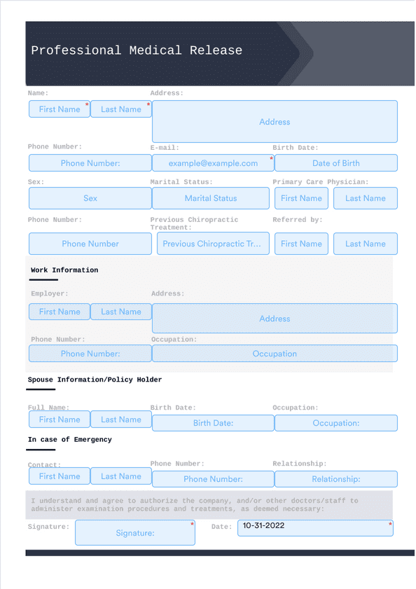 Professional Medical Release Template