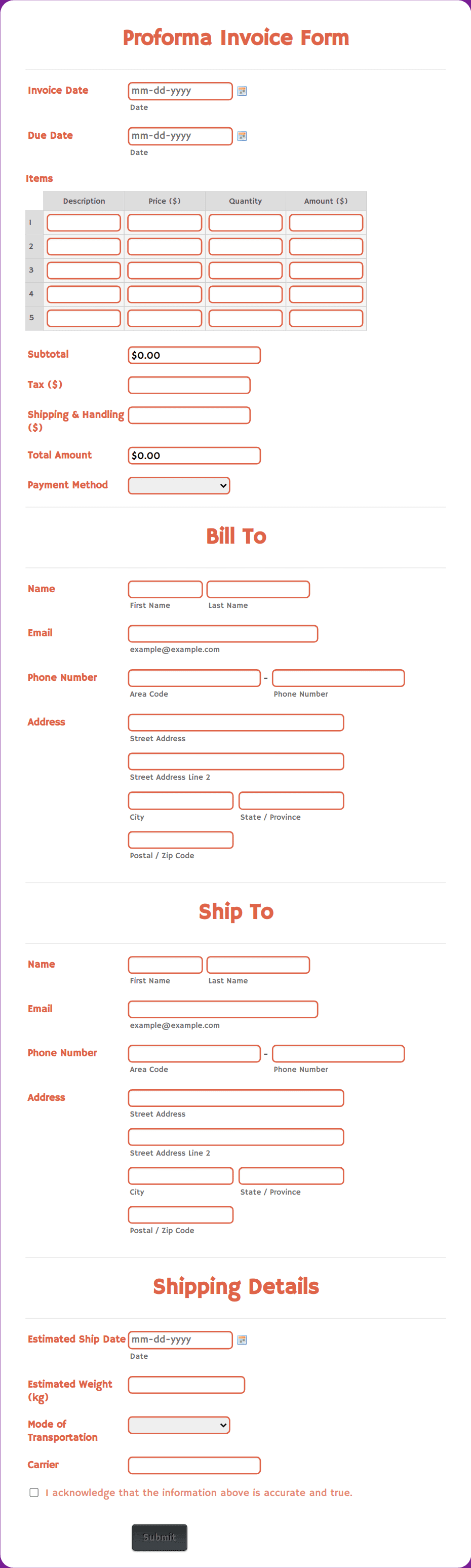 Template proforma-invoice-form